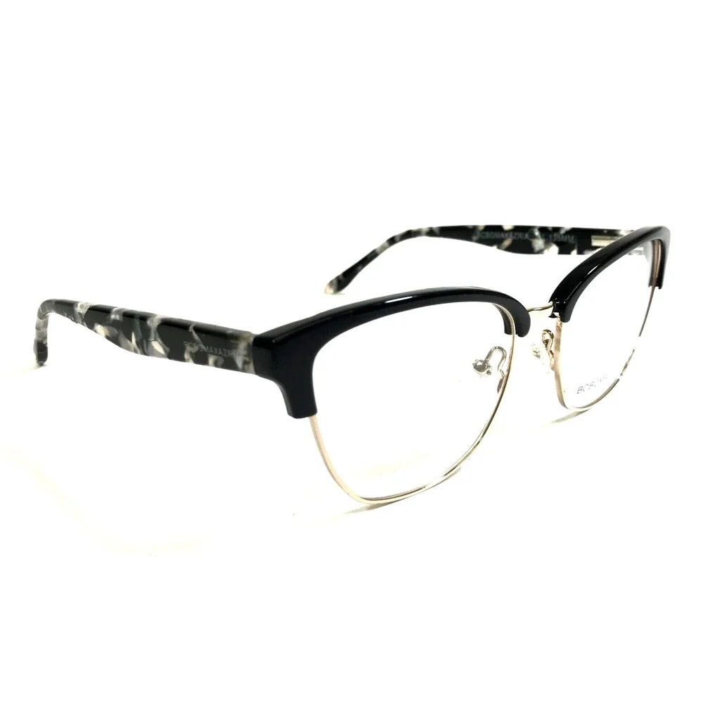 BCBGMAXAZRIA Eyeglasses Frames CARRIGAN BLACK Gold Cat Eye Full Rim 53-17-135